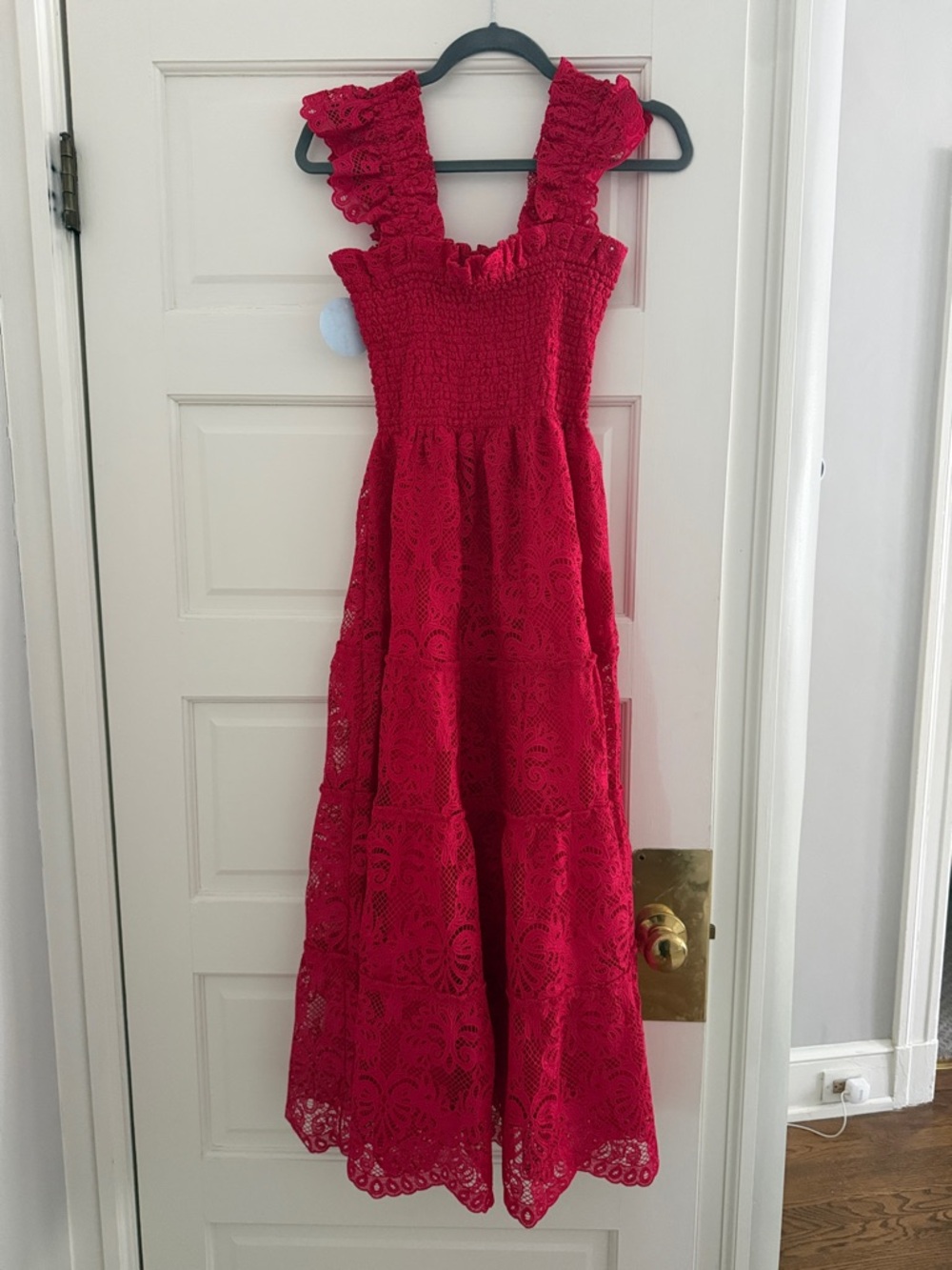 NWT Hill House - XS Red Lace Maxi Dress with Ruffle Straps